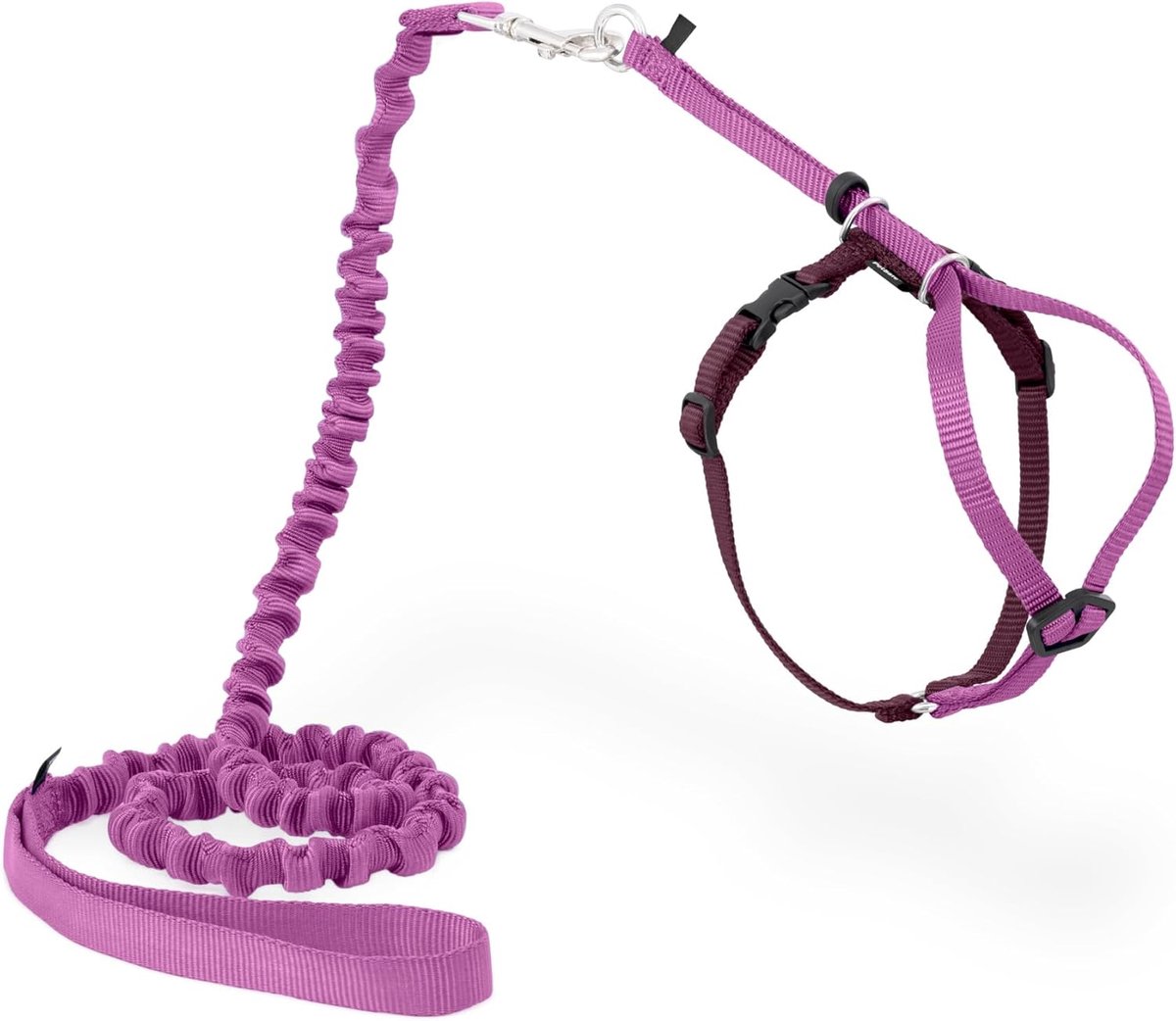 Thijox - PetSafe Come with Me Kitty tuigje en bungee-lijn voor katten - Harnas klein - Dusty Rose/Bordeauxrood - Veilig en comfortabel buitenleven voo