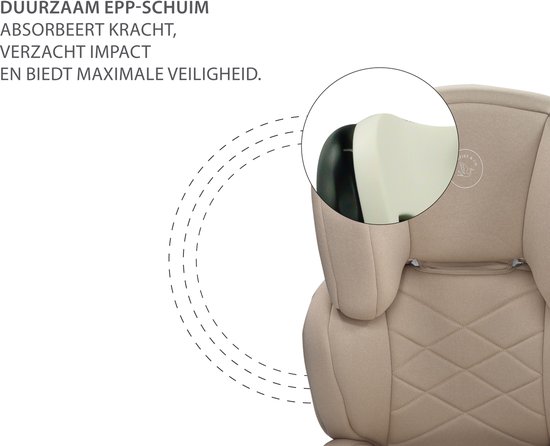 Liefjes & Co Moveup Isofix Autostoel - i-Size - Groep 2/3 (100–150 cm) Memory Foam - Afstelbare hoofdsteun - Booster - Beige van Liefjes & Co — afbeelding 2
