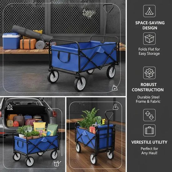 Bolderkar - Opvouwbare wagen - Verstelbare handgreep - Camping Trolley - Picknick en BBQ - Handige opbergvakken van Merkloos — afbeelding 5