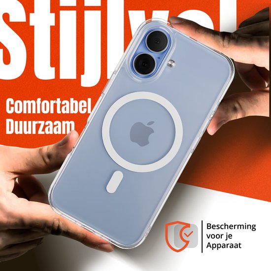 Comfortabel en duurzaam doorzichtig hoesje voor iPhone met MagSafe. Beschermt je apparaat.