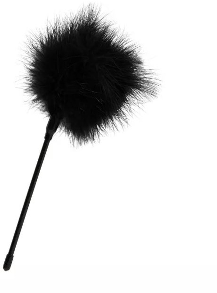 Kietelaar - Veerpluim - Feather tickler - Massageveer - Sensuele accessoire - Streelveer - Strelen - Ontspanningsmassage - Erotische veer - Zwart - 25cm - Jonyx