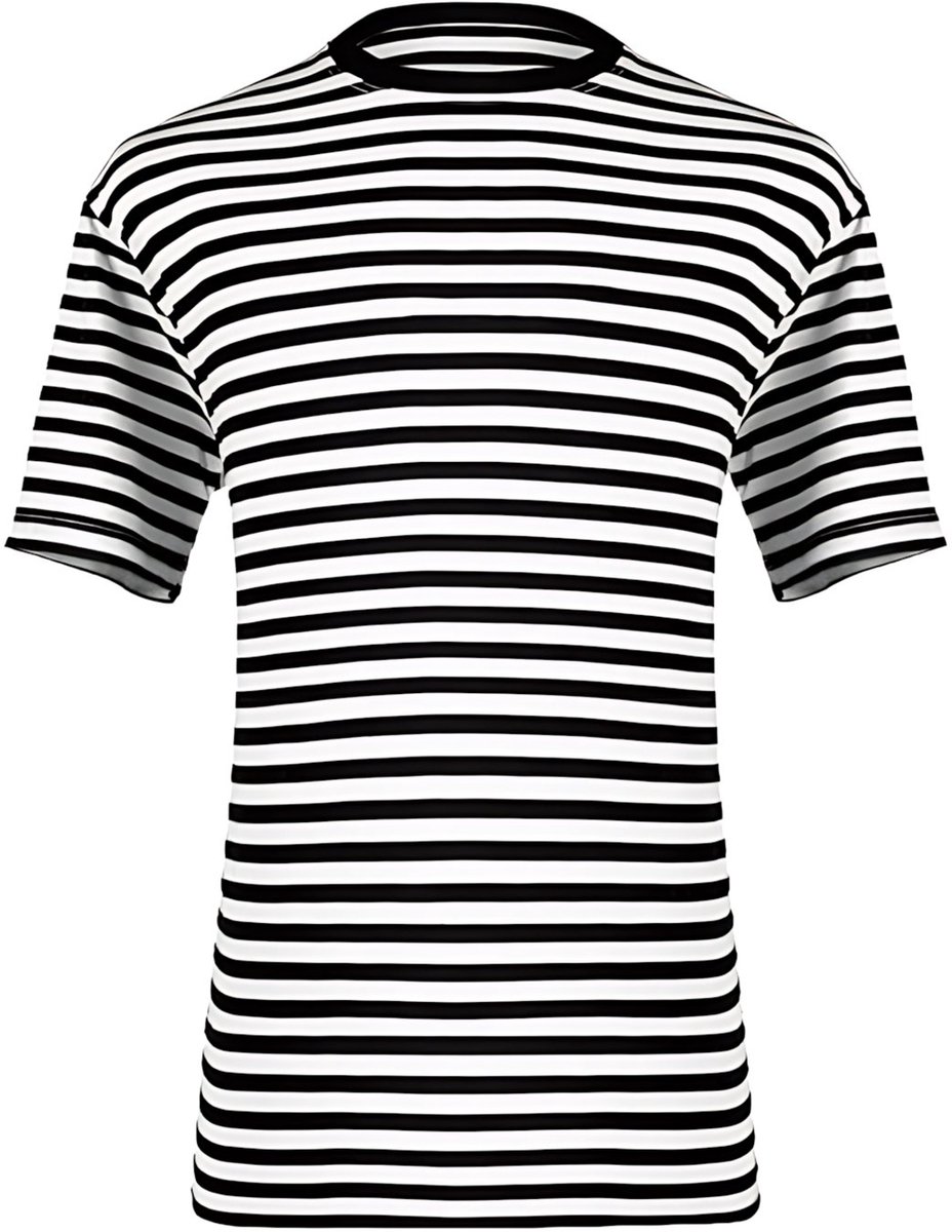 Shirt Gestreept - Unisex - Carnaval - Korte Mouw - Zwart-Wit - Maat XL