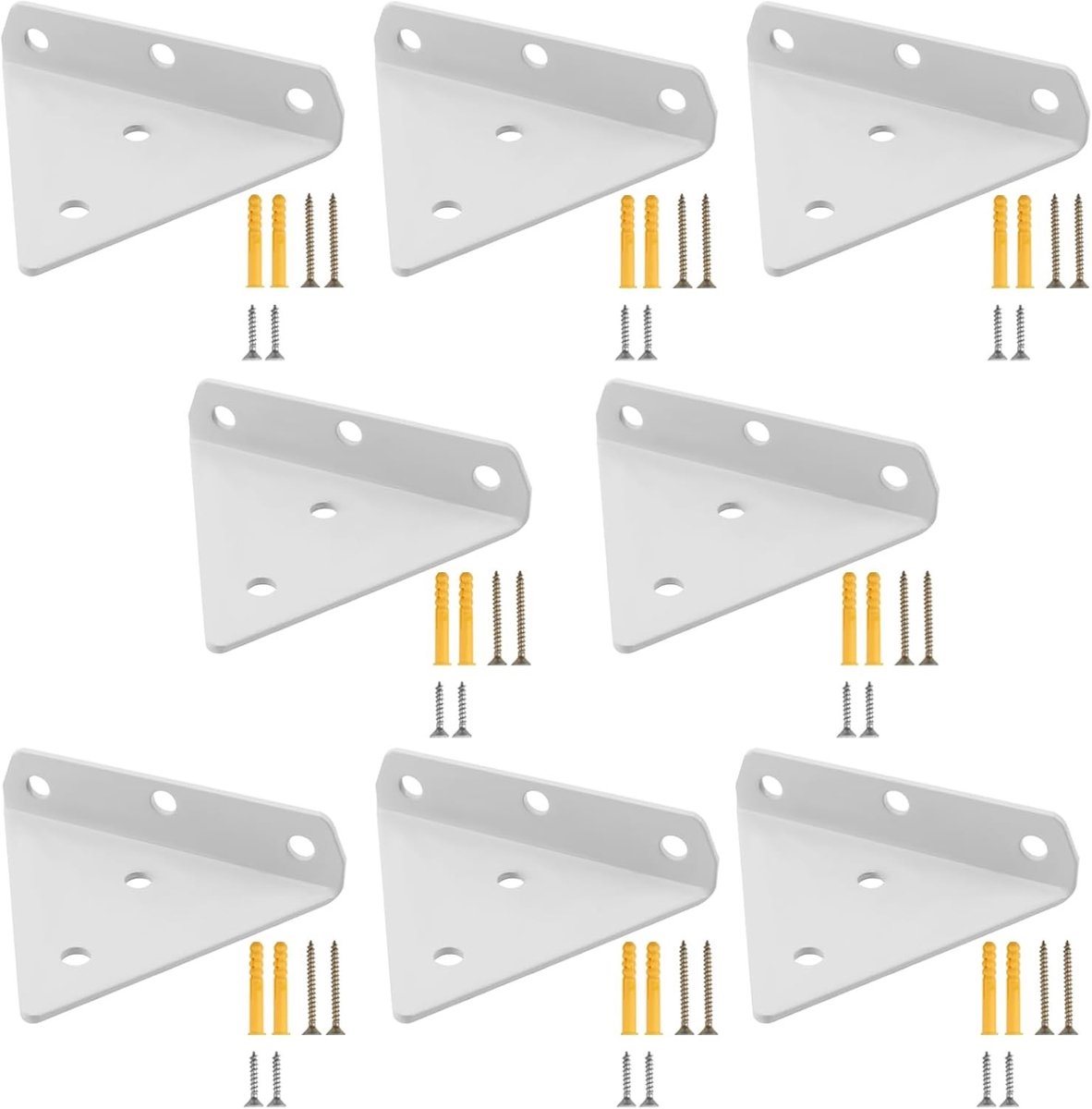 Set van 8 witte drijvende driehoekige wandplankbeugels van 10 cm, zwaar belastbaar tot 25 kg, ideaal voor muurdecoratie en ruimtebesparing