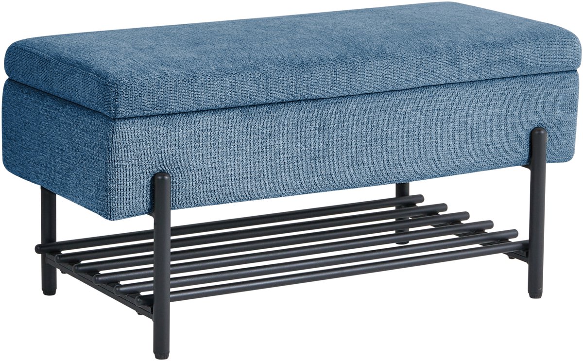 SOLVANG - Opbergbankje - Blauw - Polyester
