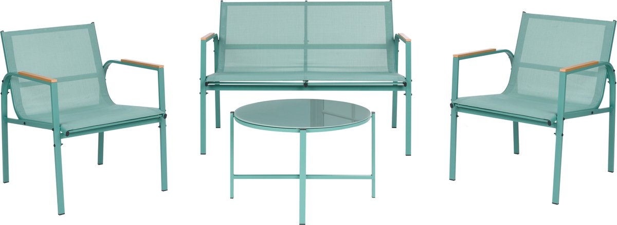 LEDRO - Loungeset 4-zits - Groen - Staal
