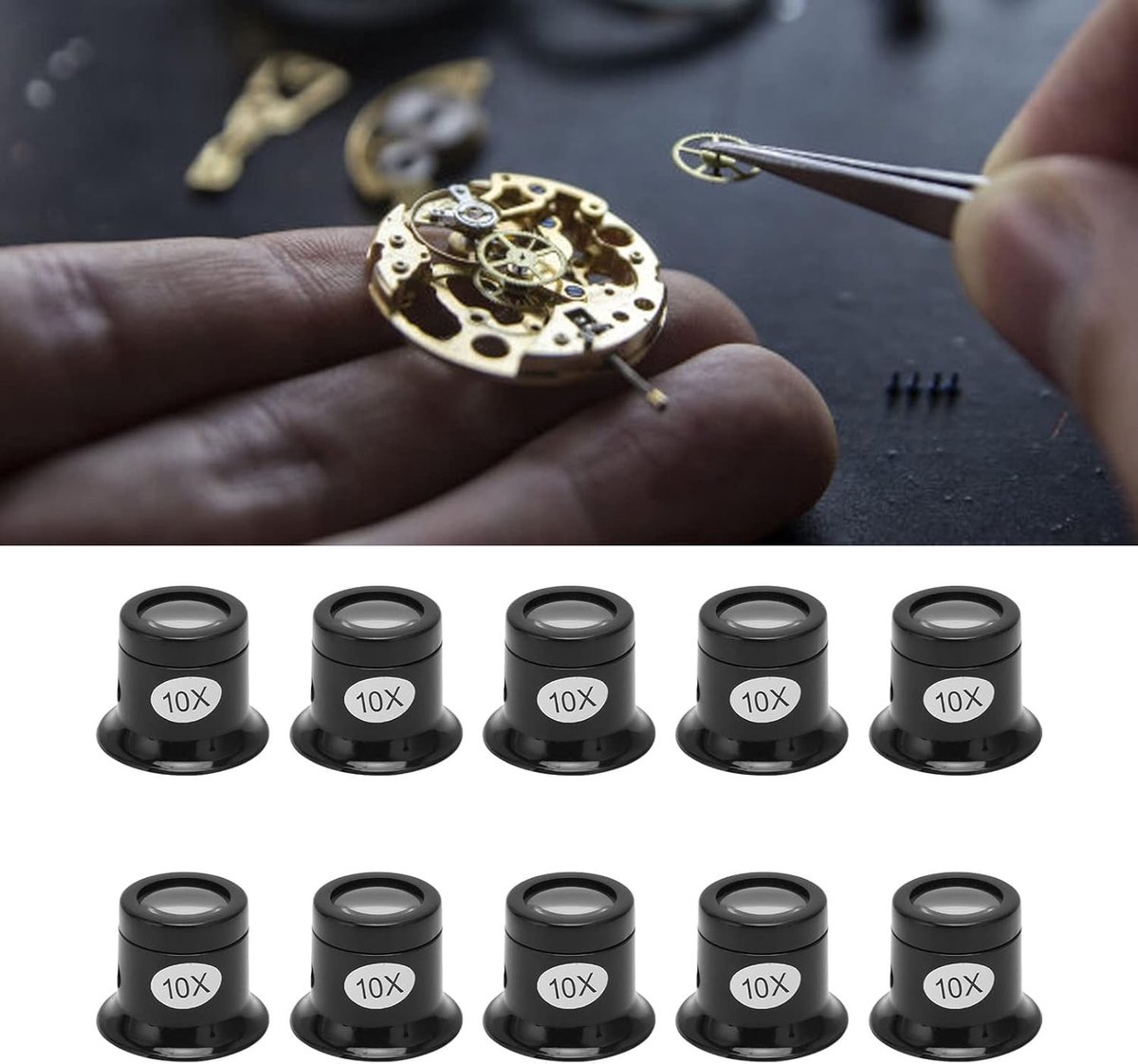 Professionele Vergrootglas 10X voor Horlogemakers, Handige Optische Lens voor Juweliers en Foto's, Ideaal voor Horlogeherstel en Detailwerk