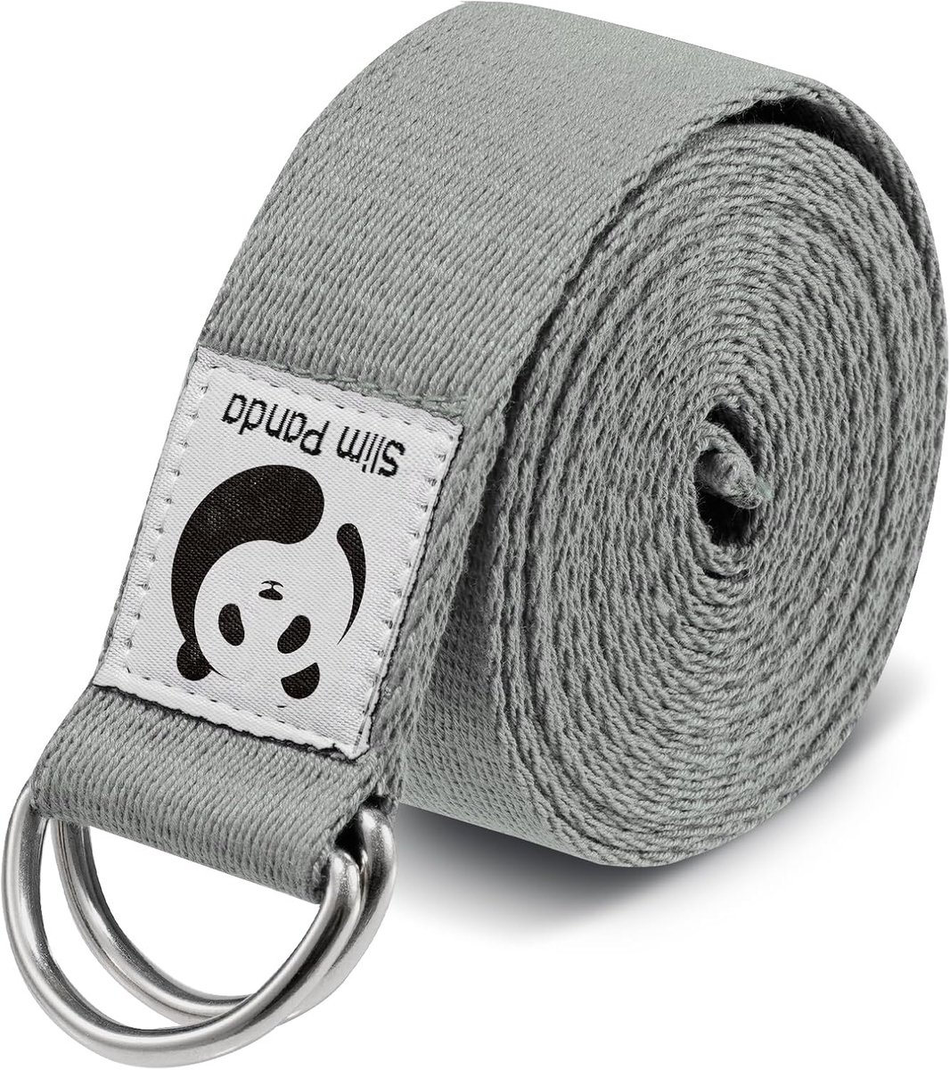 Thijox - Slim Panda Yogariem van Katoen, Praktische Yogaband met Schuifgesp van Metaal, 180/250 cm voor Beginners en Gevorderden, Perfect voor Rekken