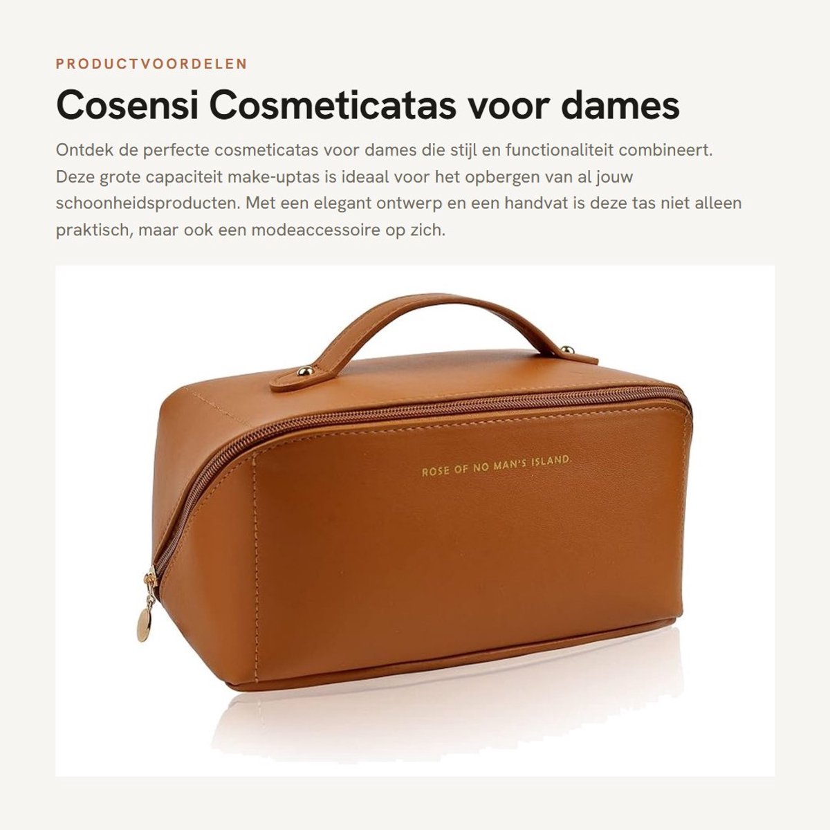 Dailygoods- Cosmeticatas grote capaciteit - Draagbare Make-up Tas - Multifunctionele Organizer - Waterdichte Tas - Handvat - Gouden Rits - Make-uptas