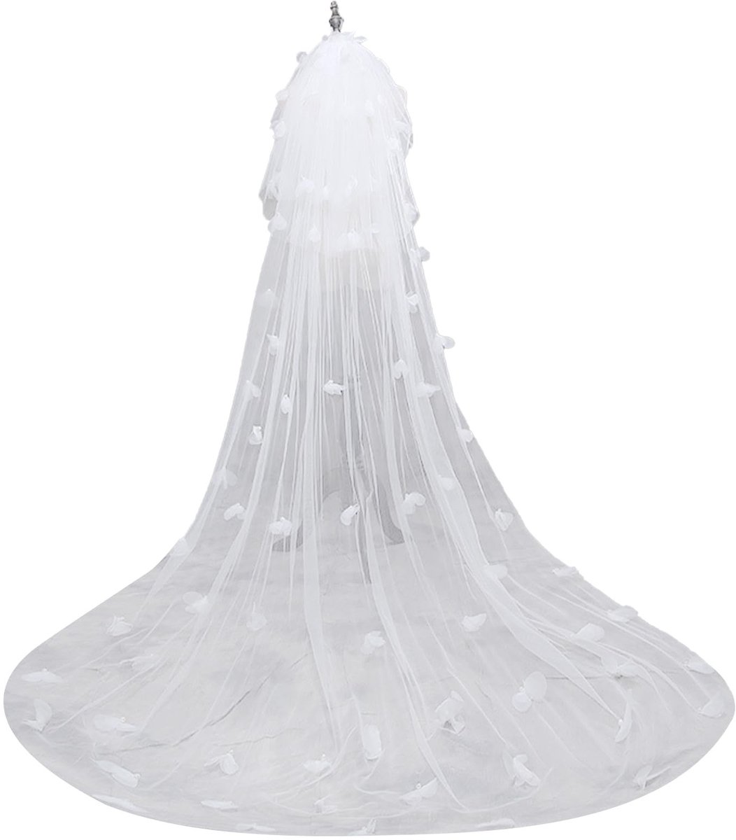 Dailygoods- Bruidsluier 3 Meter - Tulle Bruidsluier - Bruiloft Accessoires - Polyester - Wit - Geschikt voor alle bruiden - Trouwsluier