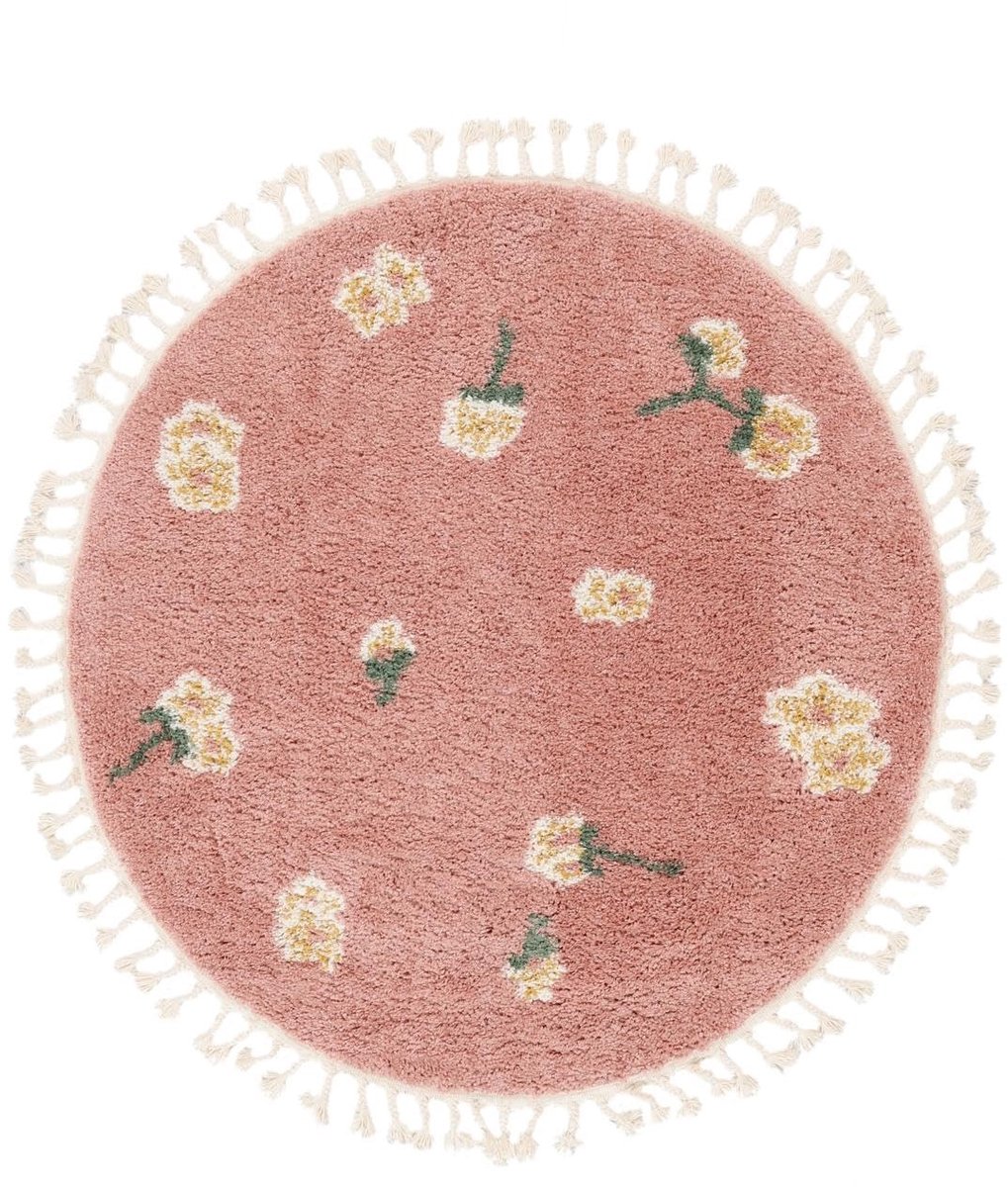 Dailygoods- Kinderkleed Rond Ø 150 cm - Middelpolig - Vloerkleed Kinderkamer - Veilig & Hypoallergeen - Speelkleed - Roze