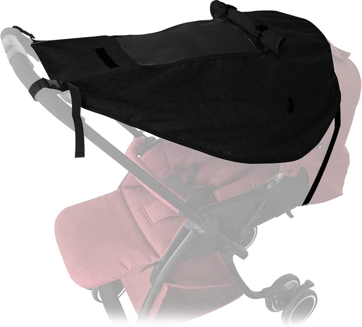 Thijox - Kinderwagen Zonnescherm - Universele Waterdichte Anti-UV Hoes met Kijkvenster - Zwart - Voor Baby's - Eenvoudig te Installeren - Perfect voor