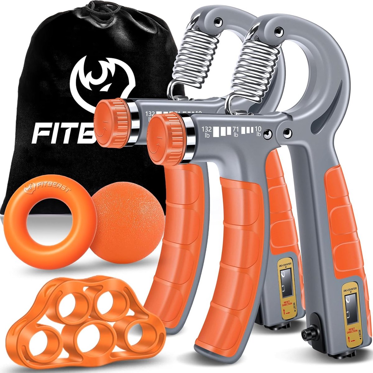 SnelShoppen - Handtrainer Trainingsset 5-delig, Verstelbare Weerstand Handgrijper, Vingerstretcher, Gripbal & Stressverminderaar voor Atleten, Perfect