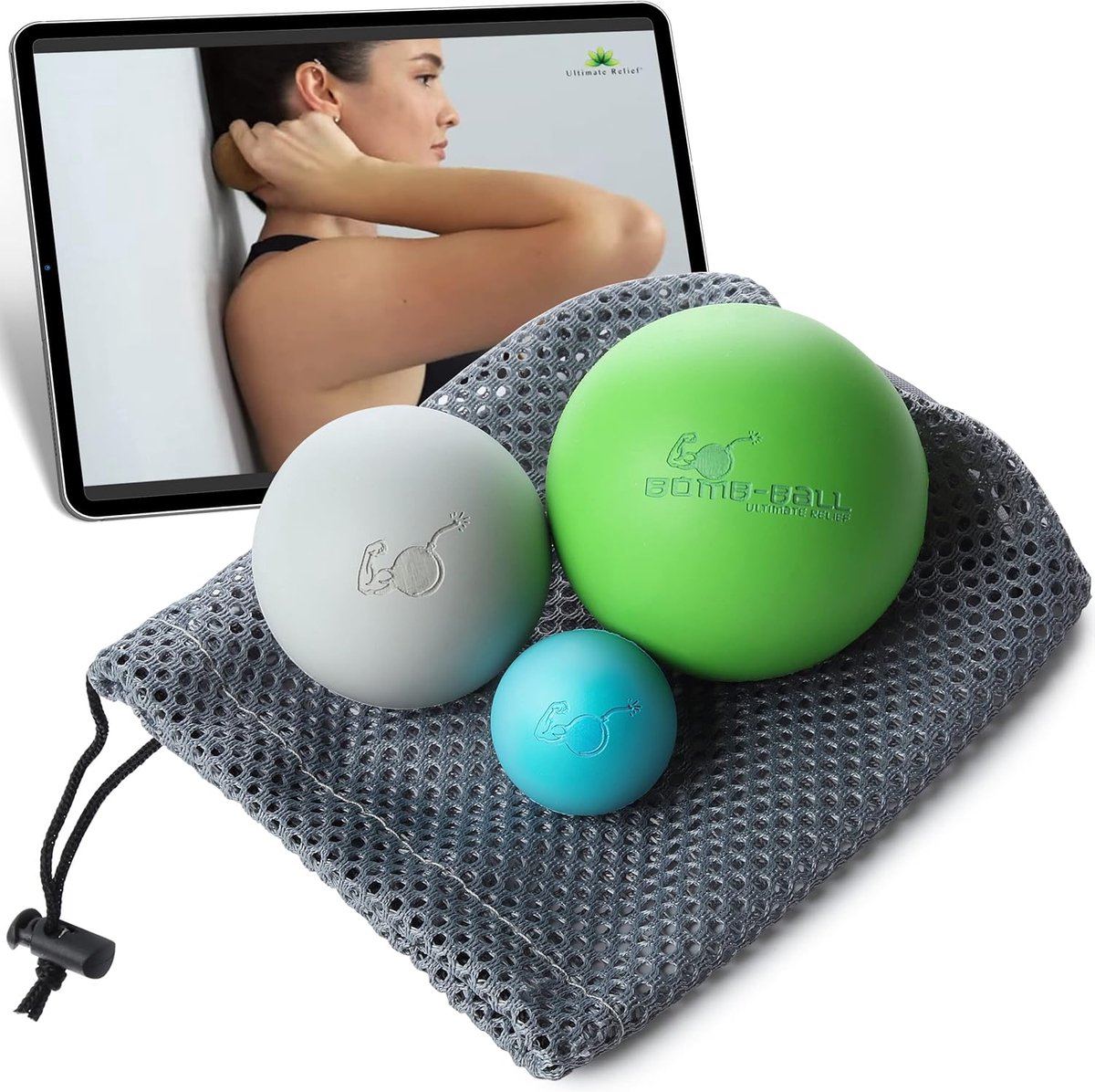Thijox - Bomb Ball Original Massagebal Set - Fascia + Lacrosse Ballen voor Ultieme Spierontspanning, Zelfmassage, Triggerpoint-therapie, Natuurlijke R