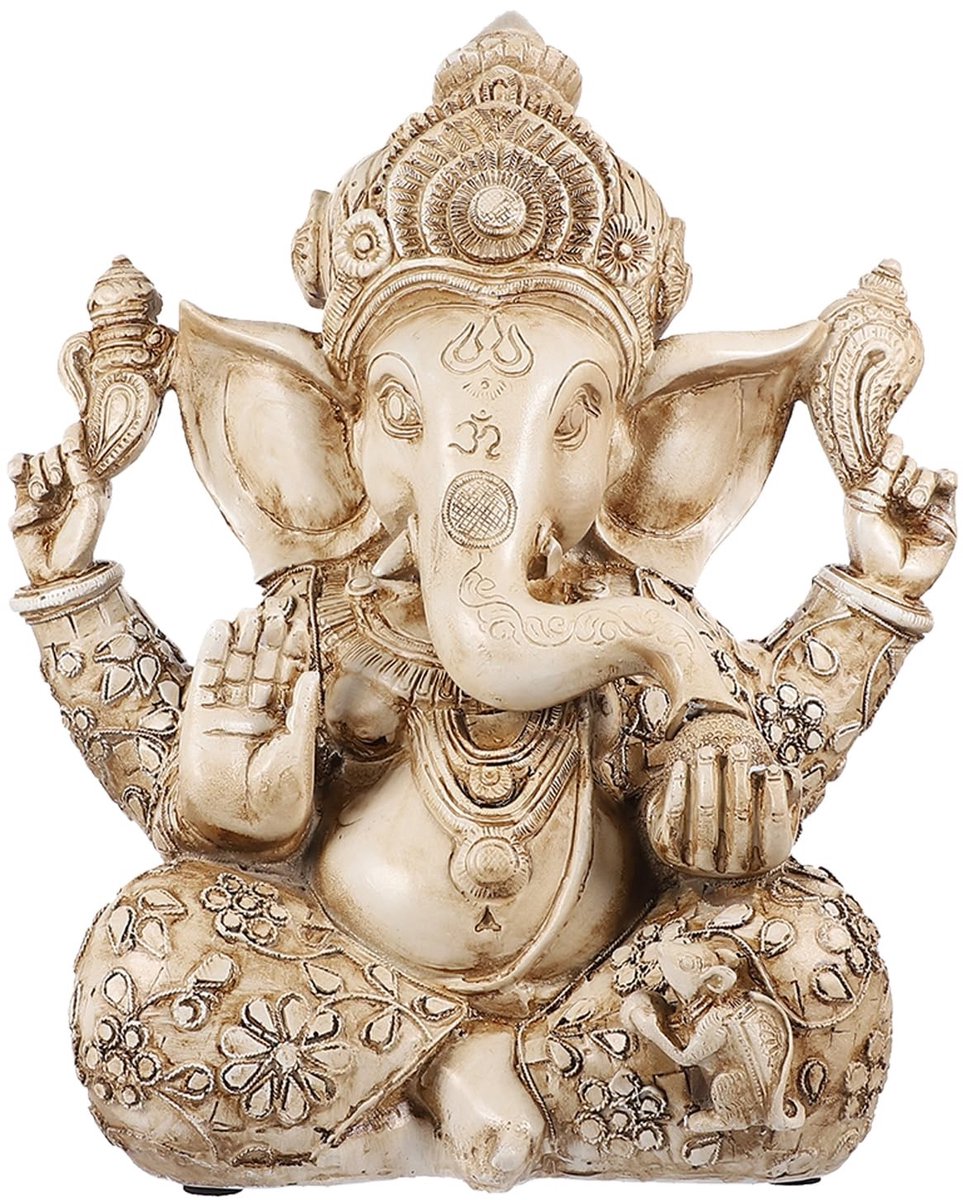 Dailygoods- Ganesh Beeld Handbeschilderd - Beeldje Brons - Sculptuur voor Binnen - Decoratie Tafel - Uniek Cadeau - Oplossing voor Obstakels