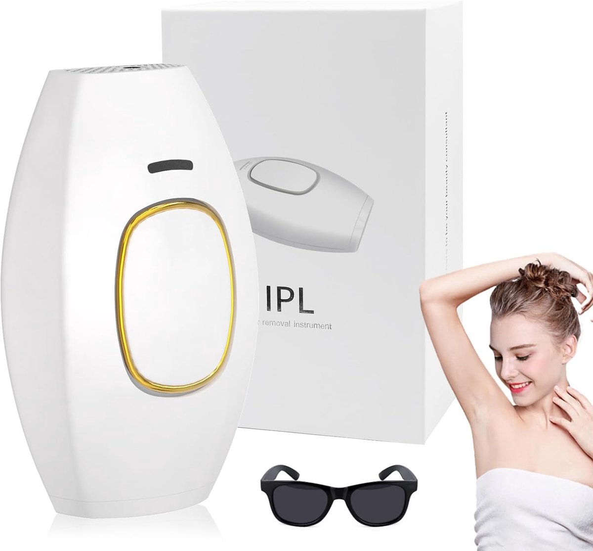 SnelShoppen - IPL Haarverwijderingsapparaat voor Permanente Haarverwijdering met 5 Energieniveaus en 2 Modus - Ideaal voor Vrouwen, Onderarmen, Benen,