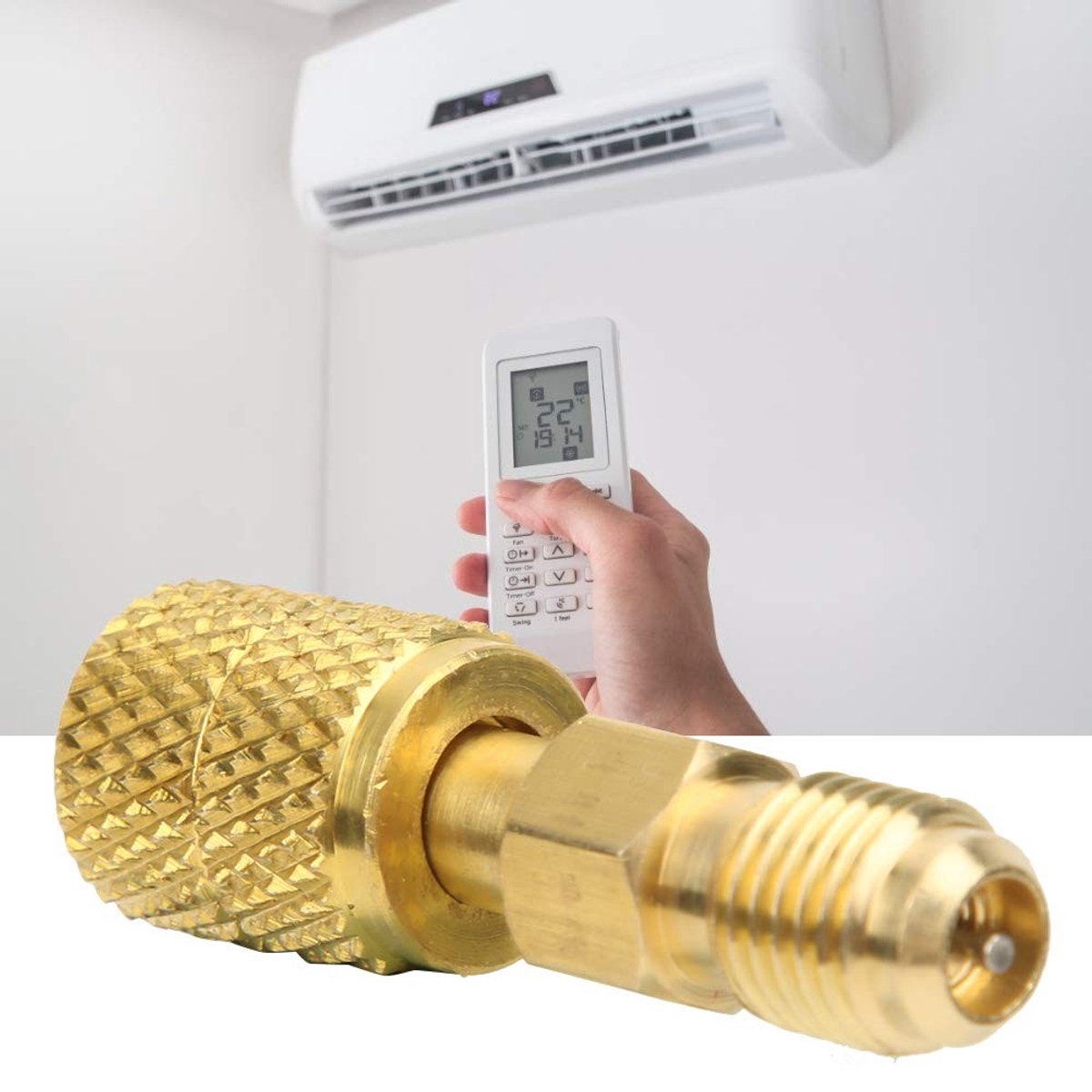 Dailygoods adapter vrouwelijk - R410A buiten 1/4 binnen 5/16 - Hoogwaardig messing - Koeling - Perfect voor HVAC-systemen - Betrouwbare aa...