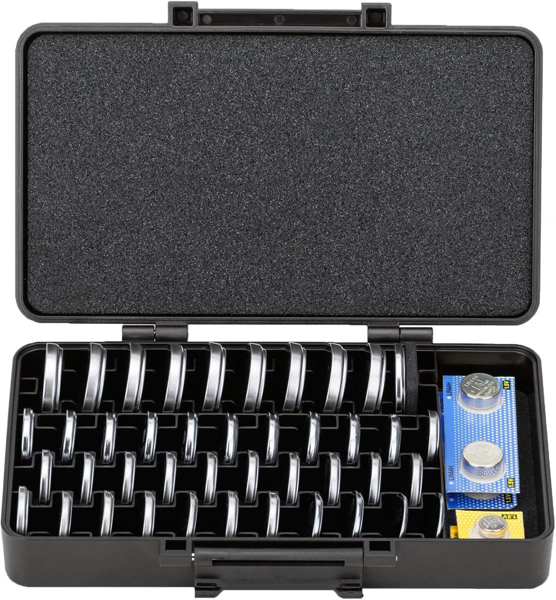 SnelShoppen - Grote Capaciteit Knoopcel Batterij Draagtas met 42 Slots voor CR2032 CR2016 CR2025 CR2320 CR2325 CR2330 CR2335 en LR44 LR41 Batterijen -