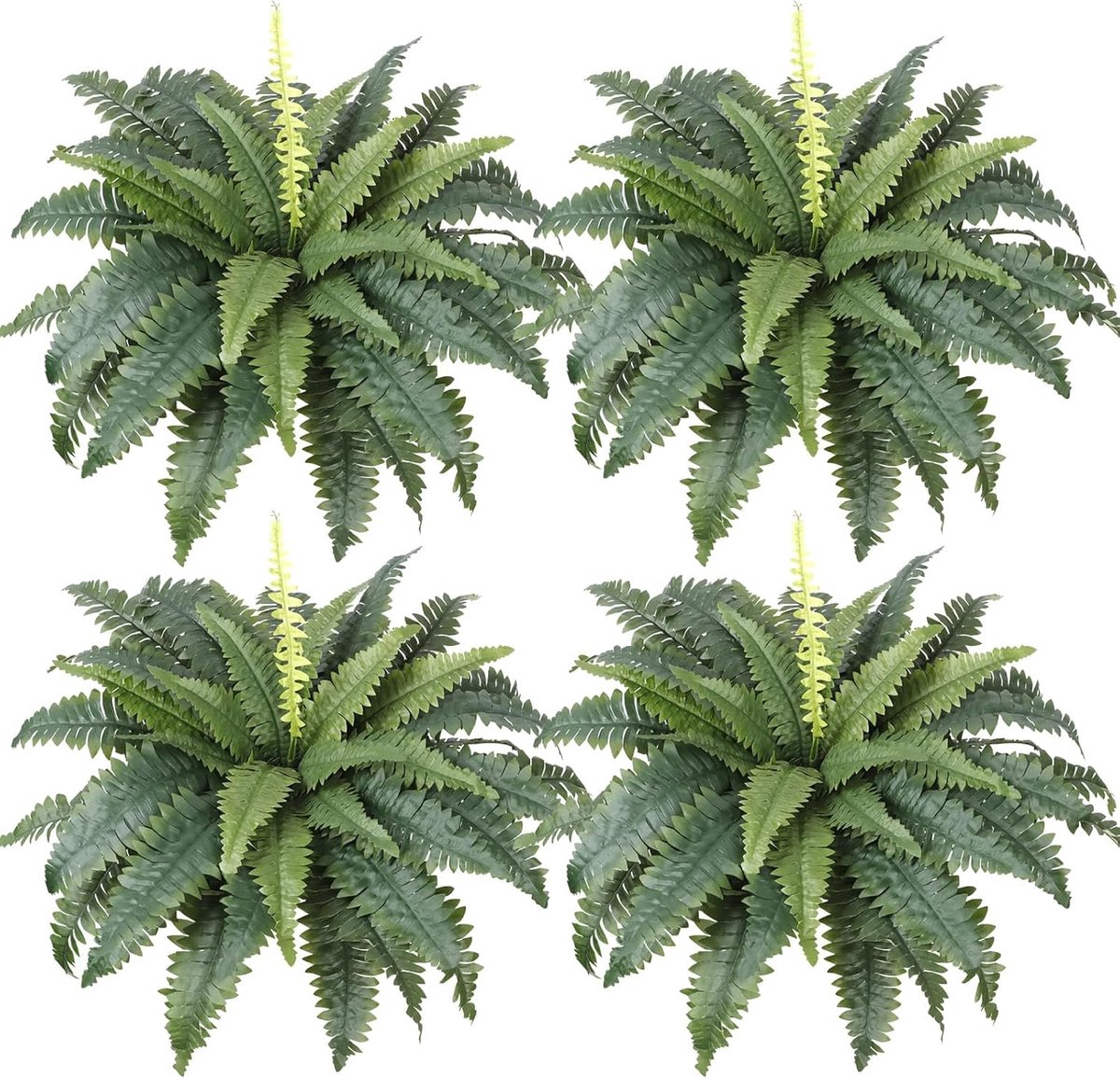 Thijox - 4 Stuks Kunstvarens 58cm - UV-bestendige Kunststofplanten voor Buiten, Tuin, Buitenzwembad en Poortpleindecoratie - Boston Varens voor Frisse