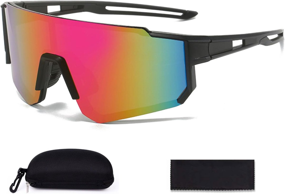 Thijox - Gepolariseerde Fietszonnebril, Skibril met UV400-bescherming, Winddichte Buitensportbril voor Heren en Dames, Inclusief Etui en Brillendoek,