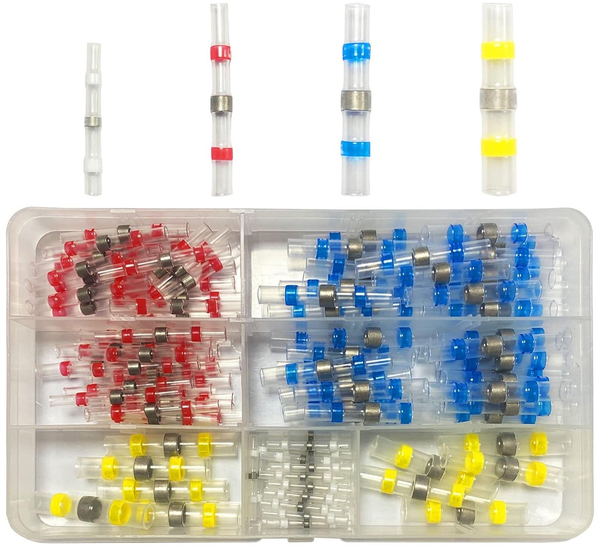 Thijox - 120 Stuks Waterdichte Kabelverbinders, Geïsoleerd, 4 Maten, 26-10 AWG, Soldeerconnector met Krimpslang, 3:1 Krimpverhouding voor Elektronica,