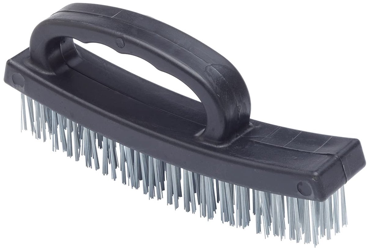 Thijox - Staalborstel 150 mm met Easy-grip-handvat, 4 rijen staaldraad voor intensief verwijderen van verf en vuil, reinigen van roest, barbecues, teg
