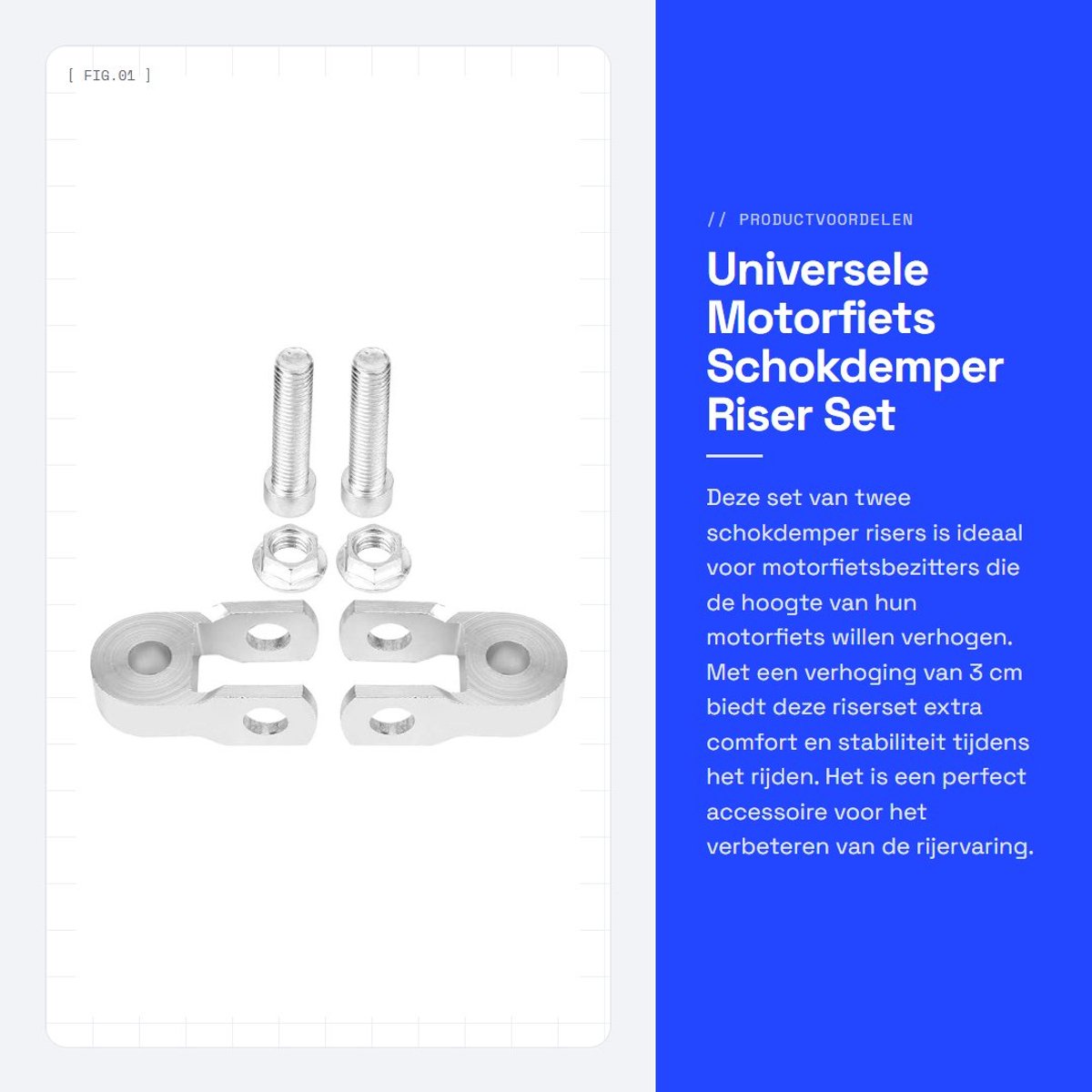 Dailygoods- Schokdemperverhoging 3 cm - Riser Motorfiets - 2 Stuks - Universele Achterverhoging - Aluminiumlegering - Duurzaam en Corrosiebestendig - Motorfietsverhoging