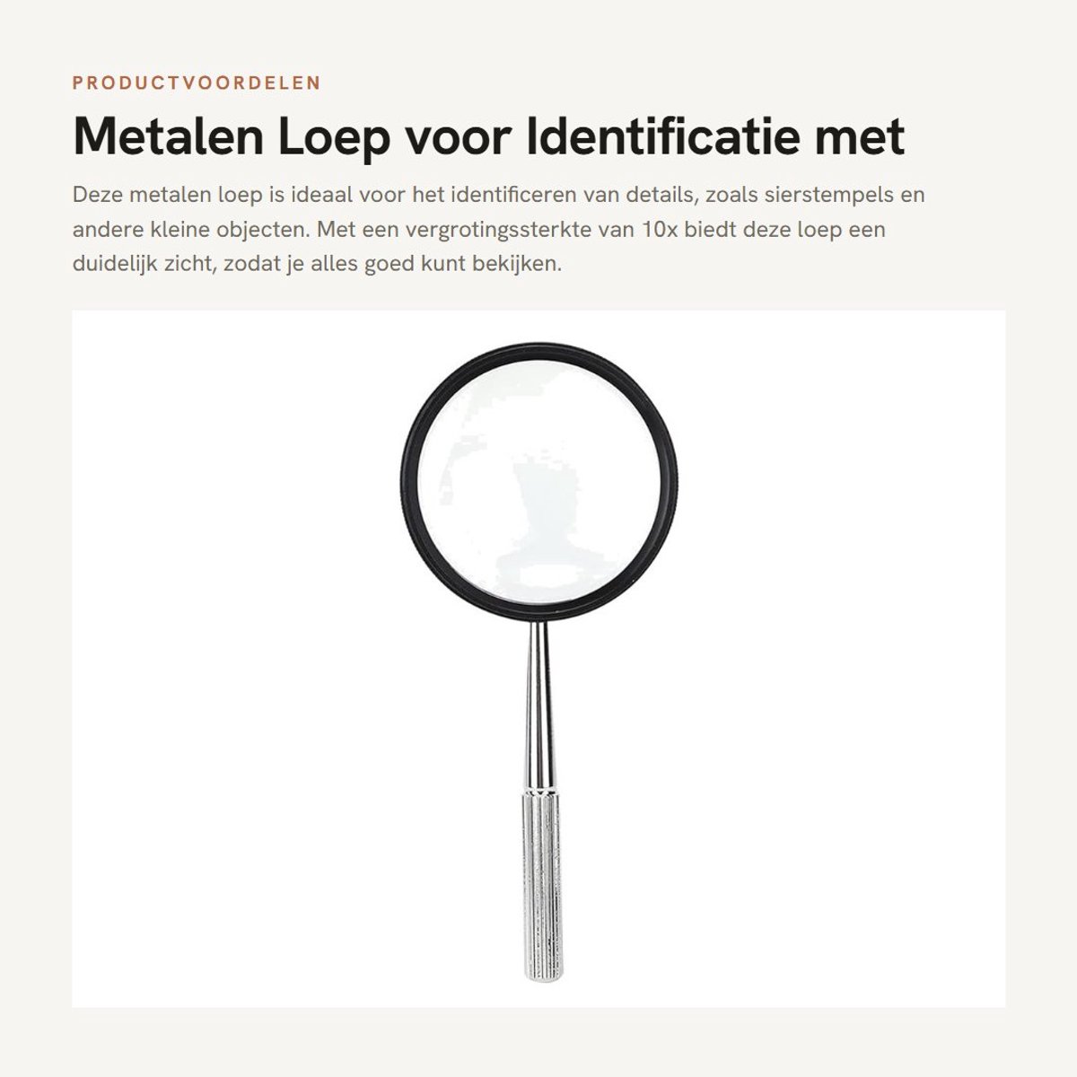 Dailygoods- Loep 35 x 50 mm - Metalen Loep - Vergrootglas voor Identificatie - Lezen van Teksten - Geschikt voor Sierstempels - Afstand 3-5 cm
