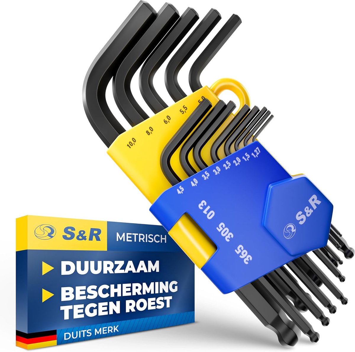 Thijox - 13-delige Inbussleutel Set HX met Kogeleinde, 1,27-10 mm, CRV Staal, ABS Kunststof Houder - Professionele Inbus Sleutels voor Auto en Fietsre