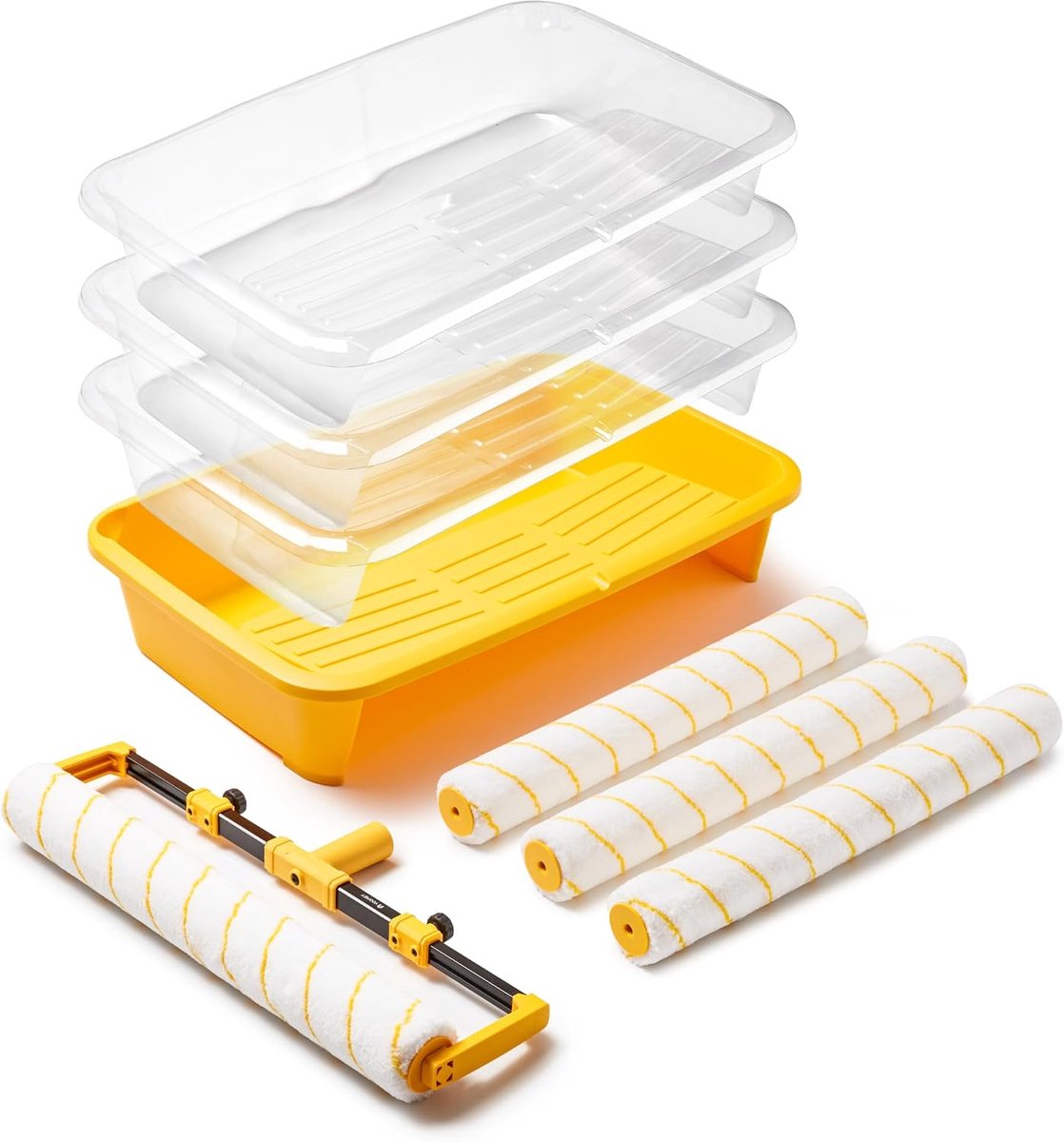 SnelShoppen - 9-delige 18" Verfroller Set - Inclusief Microfiber, Verfroller Tray en Liner - Ideaal voor Grote Projecten zoals Muren en Plafonds - Ges