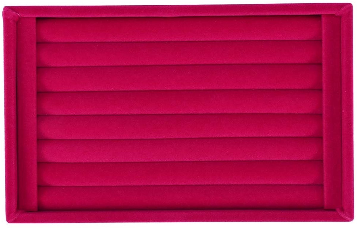 Dailygoods- Sieradenhouder met Flanellen Oppervlak - Ringdisplay - Juwelen Organizer - 7 Vakken - Voor 50-70 Ringen - Houtmateriaal Beschermt tegen Slijtage - Juwelendoos