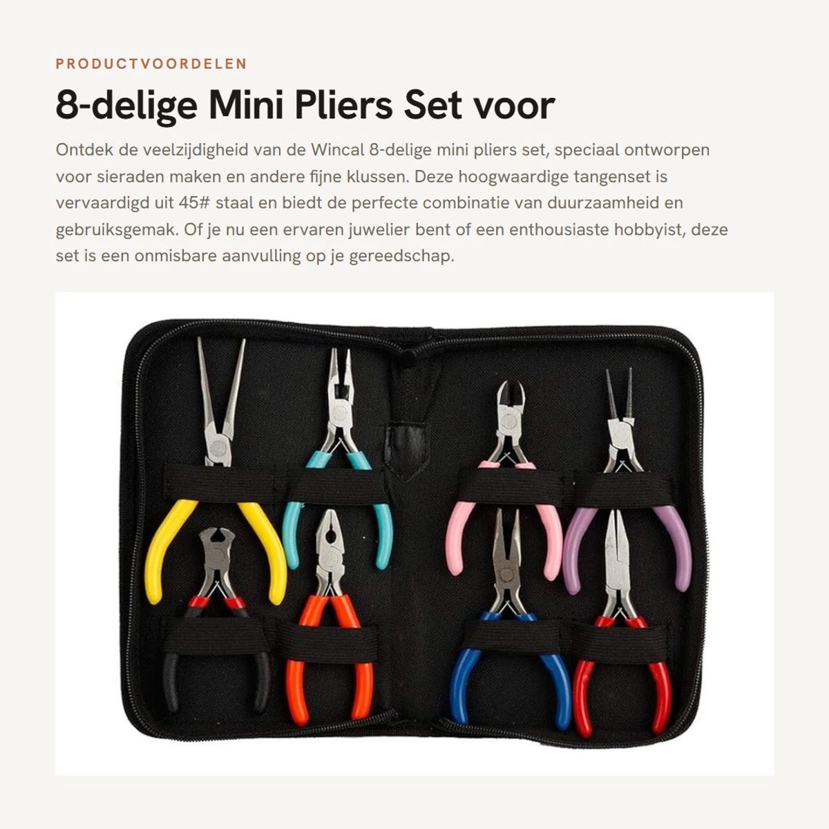 Dailygoods - 8-delige Mini Pliers Set voor Sieraden - Hoogwaardige Stalen Tangenset