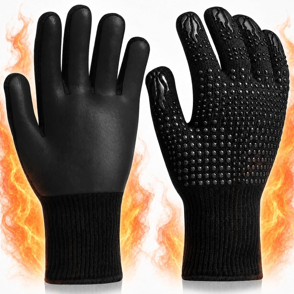 Thijox - Grillhandschoenen Hittebestendig, Antislip Siliconen Ovenhandschoenen voor Barbecue, Vuurvaste Keuken Kookhandschoenen, Ideaal voor Buitenkok