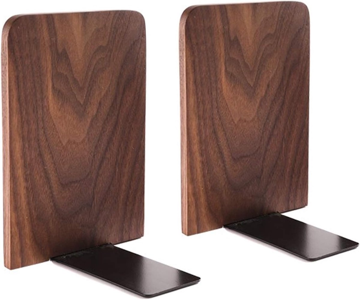 Dailygoods- Boekensteun Antislip - Boekensteunhouder Zwart/Walnoot - Boekensteun Hout - Boekenrek Organizer - 17 x 13 cm - Duurzaam en Elegant - Boekenhouder