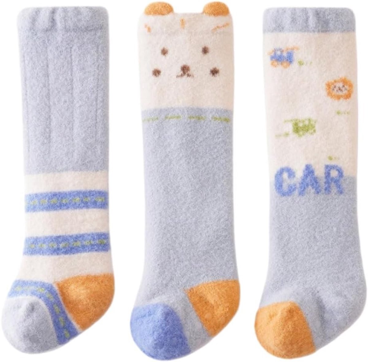 3 Paar Baby Kniesokken Blauw - Dikke, Zachte en Warme Thermosokken voor Kinderen 6-12 Maanden