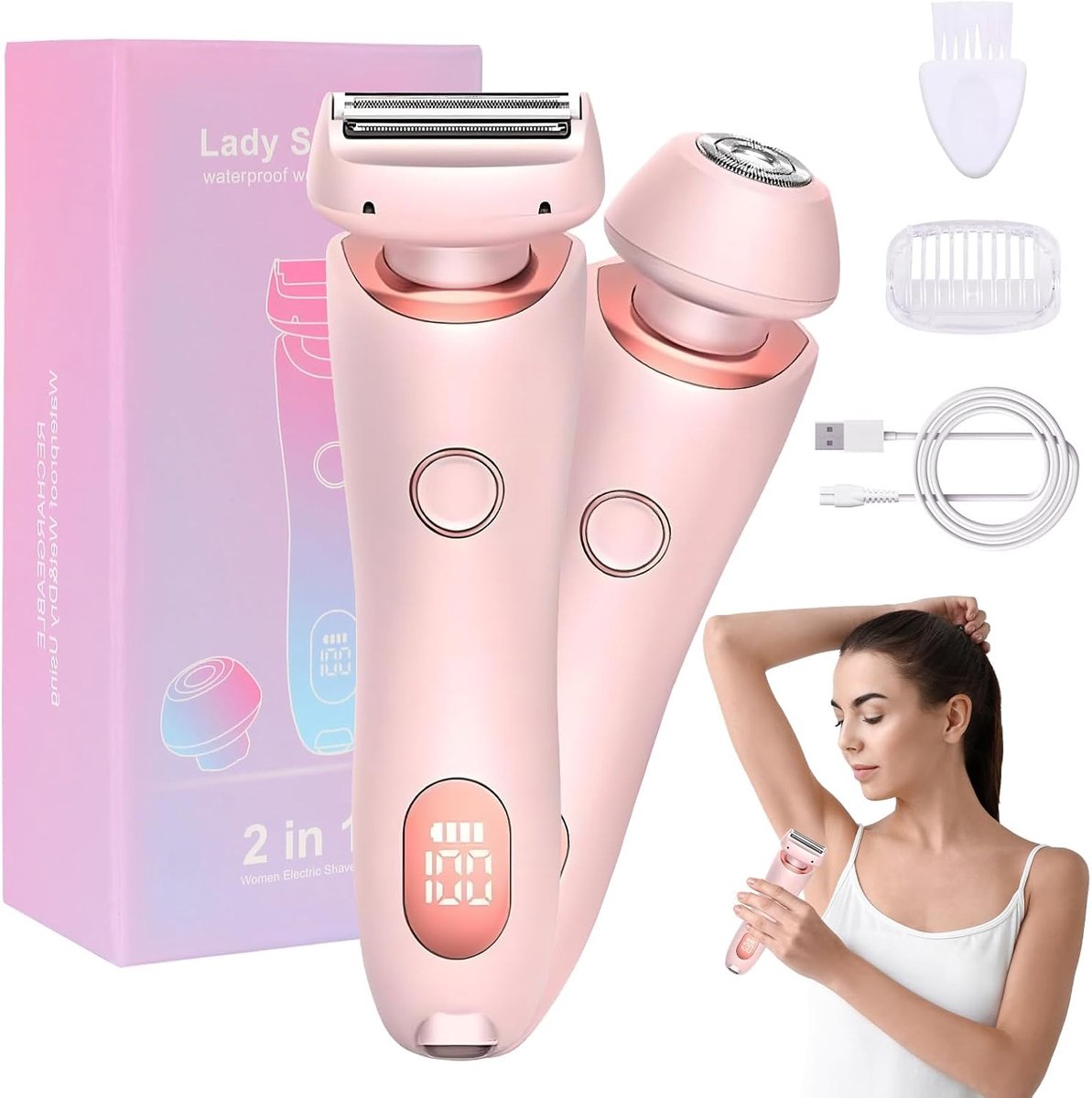Thijox - Elektrisch Epilator Scheerapparaat voor Dames - Intiem Scheerapparaat - Waterdicht IPX7 - 3-in-1 Trimmer voor Bikinizone, Oksels, Benen en Ar