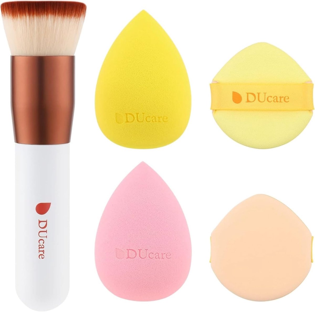 Thijox - 4 Stuks Make-up Sponzen en Borstels Set - Vlekkeloze Afwerking voor Poeder, Crème en Vloeibare Make-up - Niet-Latex Schoonheid Blenders - Kab