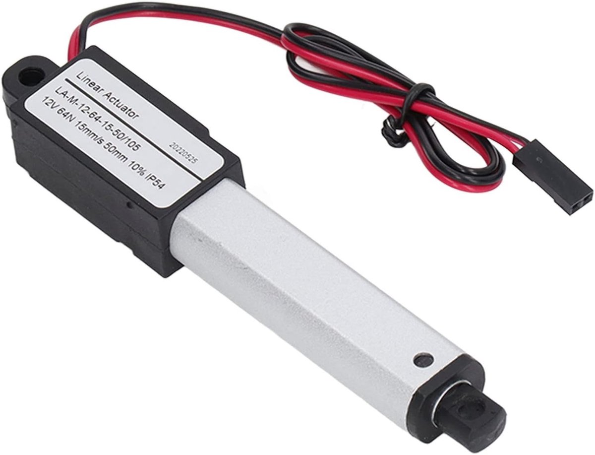 12V Waterdichte Elektrische Linear Actuator met Terminal Switches en Bevestigingsbeugels, Maximaal 64N Kracht voor Elektrische Deuren en Ramen, 50mm Bewegingsbereik
