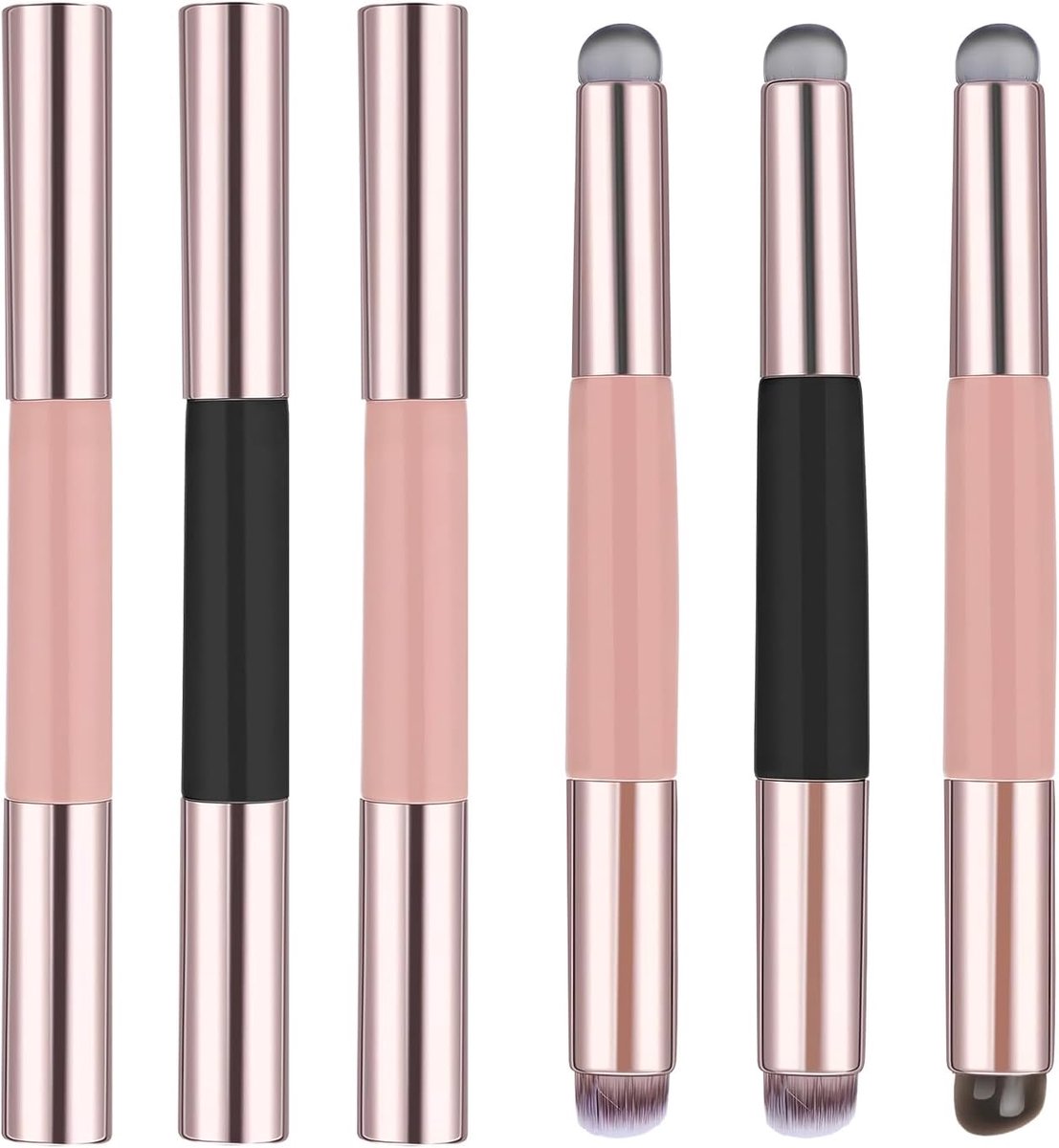 Thijox - 3 Stuks Herbruikbare Dubbele Siliconen Lippenborstel met Deksel, 2-in-1 Lippenmasker Applicator, Concealer Make-up Borstels voor Glanzende Li
