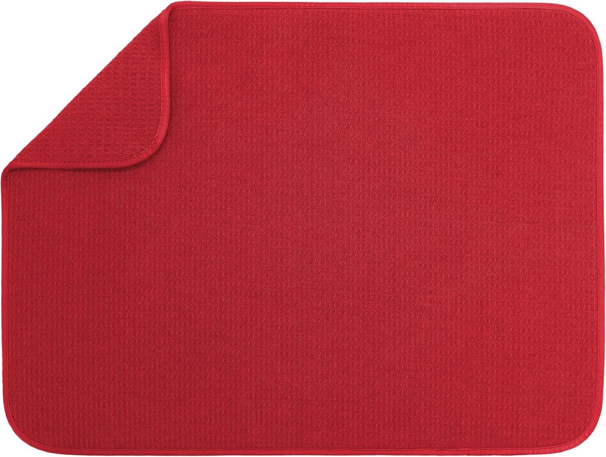 Thijox - XL Absorberende Omkeerbare Microvezel Droogmat voor Keuken, 45 x 61 cm, Racerrood, Ideaal voor Afwassen, Servies, Pannen, Handdoeken