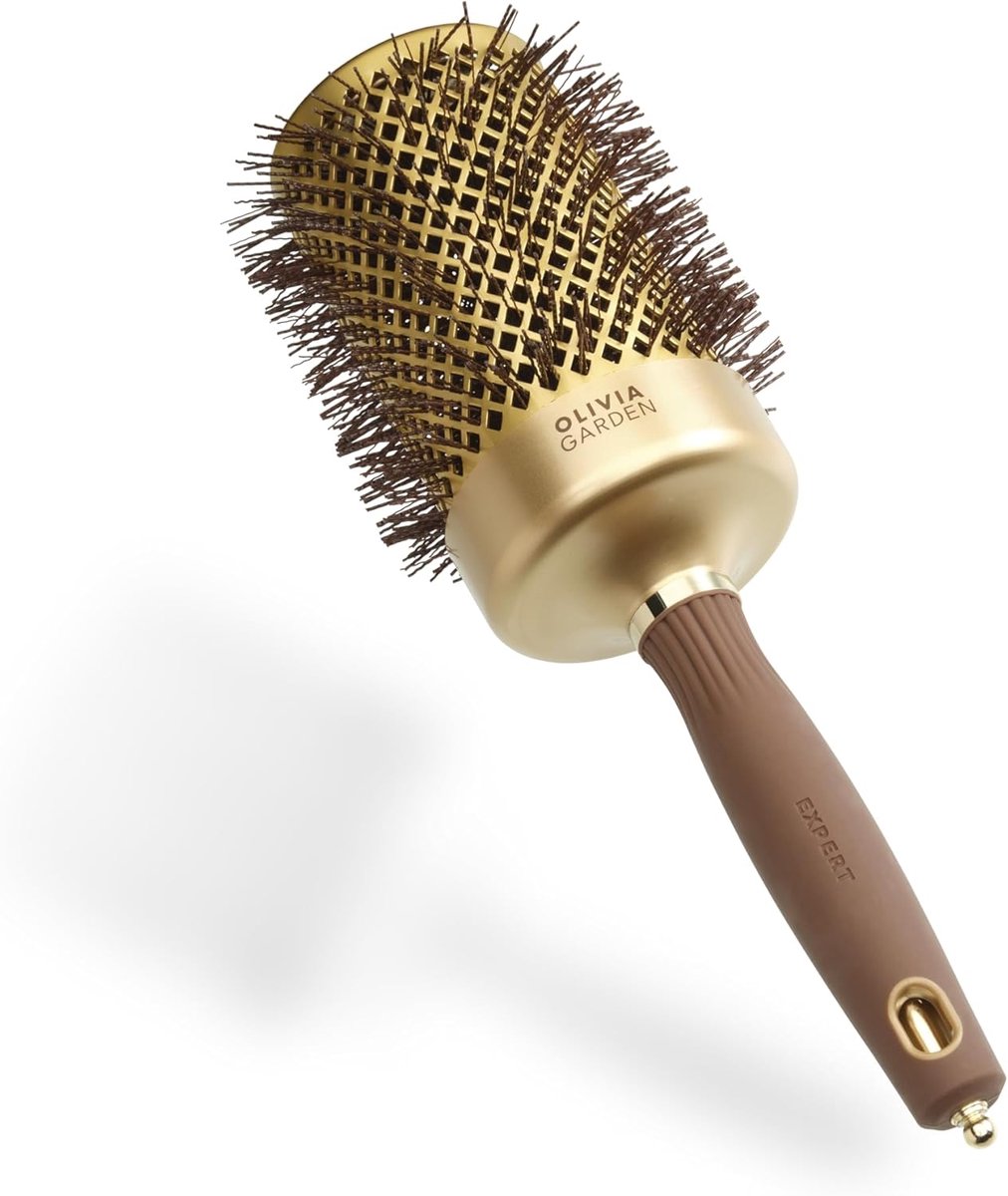 Thijox - Expert Blowout Borstel met Tourmaline, Keramiek, Gouden & Bruine Haren, Ideaal voor Stijlvol Haar, Anti-Kroes en Anti-Statische Effecten