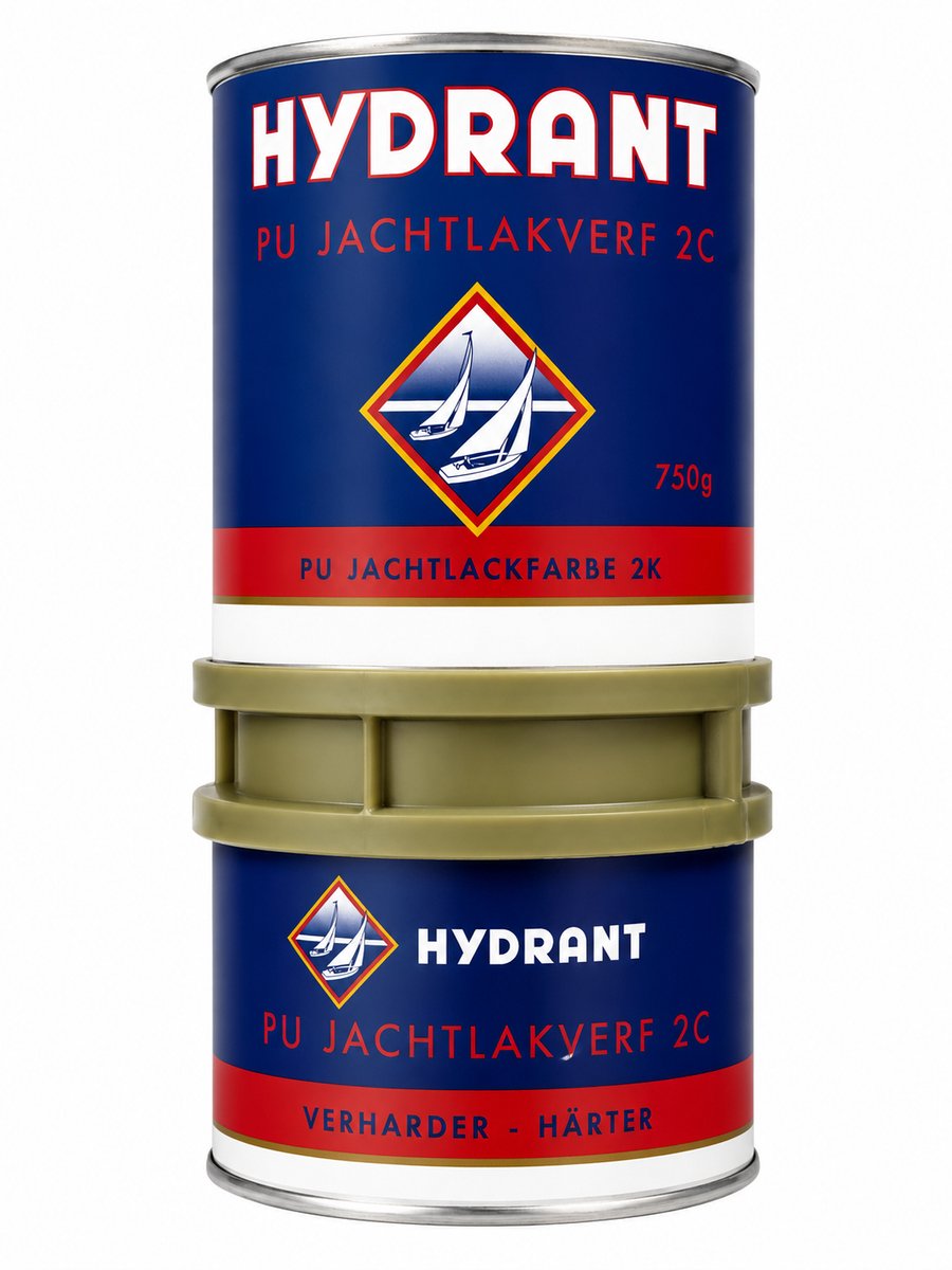 Hydrant PU Jachtlakverf 2C Hoogglans Tweecomponenten Jachtlak Set 750 gram inclusief Verharder voor Hout en Metaal – Zachtgrijs HY302