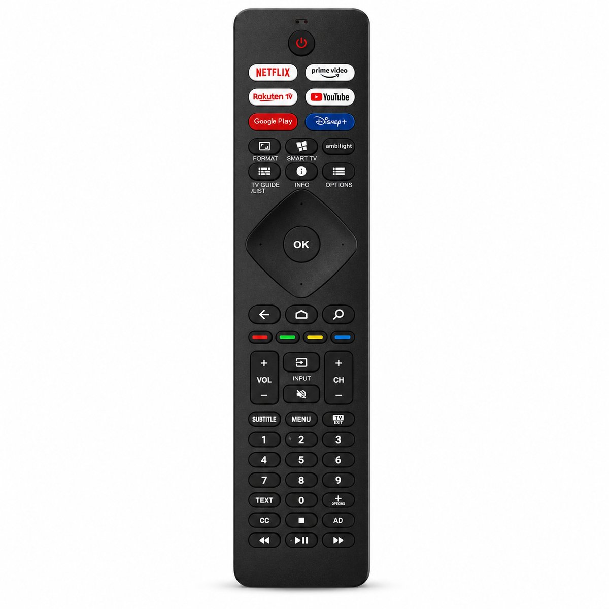 Afstandsbediening voor Philips TV - RQ-P6H - Geschikt voor alle Philips Smart TV's - Ambilight - Netflix - YouTube - Prime Video - Direct Klaar voor Gebruik