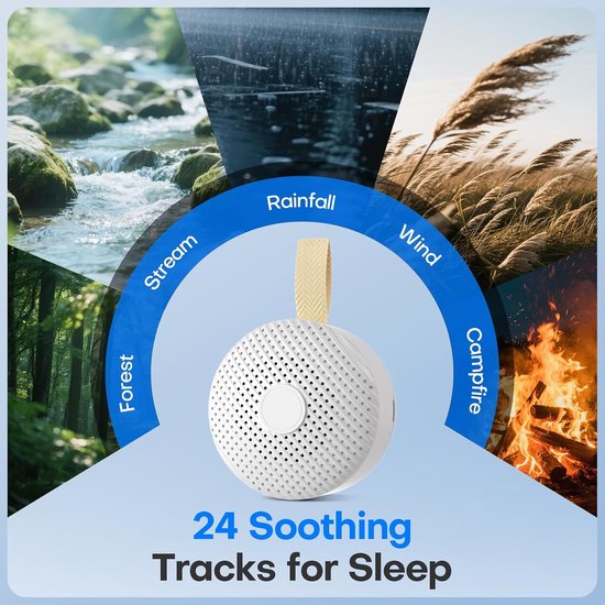 Mini Portable White Noise Sound Machine for Sleep, 24 Soothing Sounds, Sleep Sound Device for Adults, Babies & Kids, Ideal Travel Sound Machine van MINI — afbeelding 4