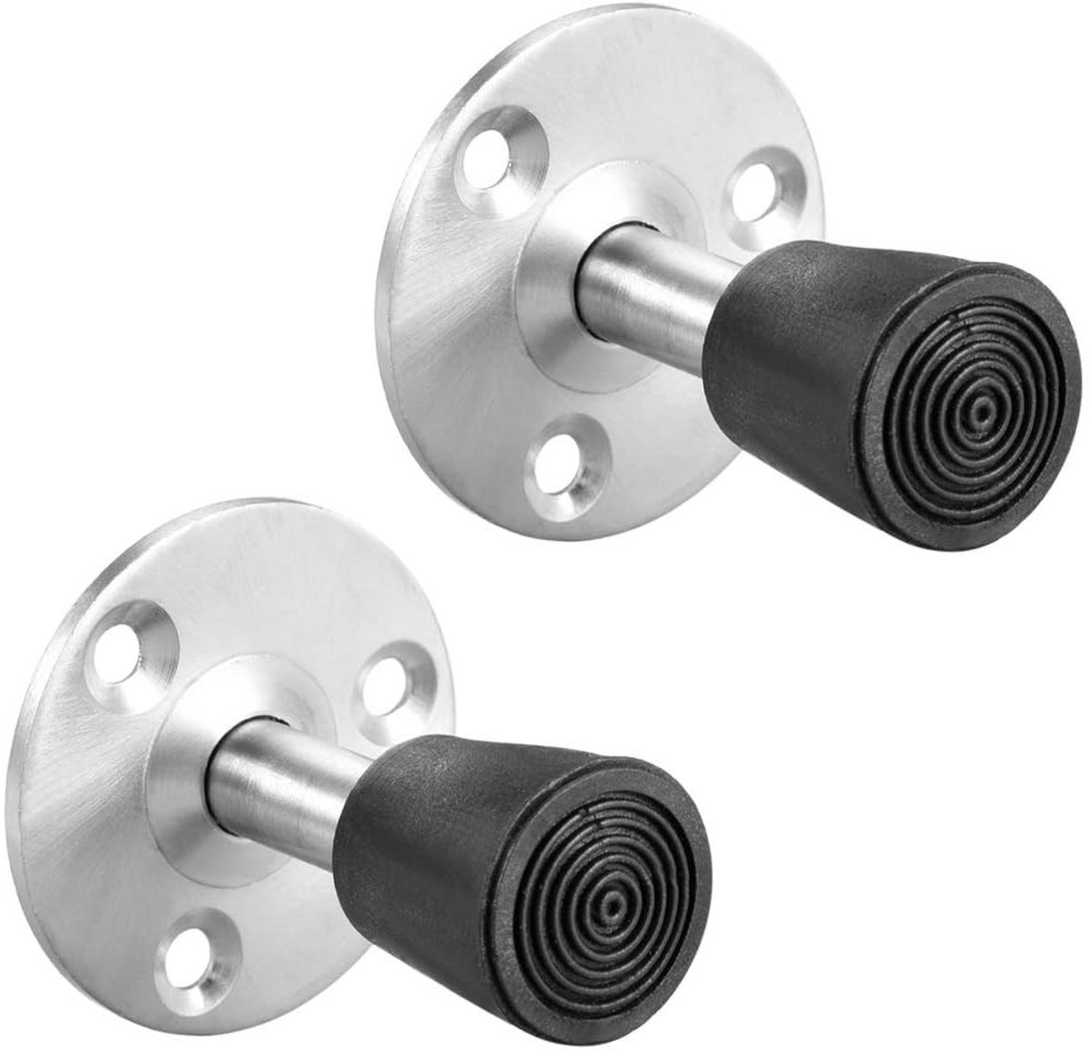 Inovra- Deurstopper Wandmontage - 2 Stuks - Roestvrij Staal - Dempende Rubberen Bumper - Duurzaam - 50 mm Hoog - Deurstop