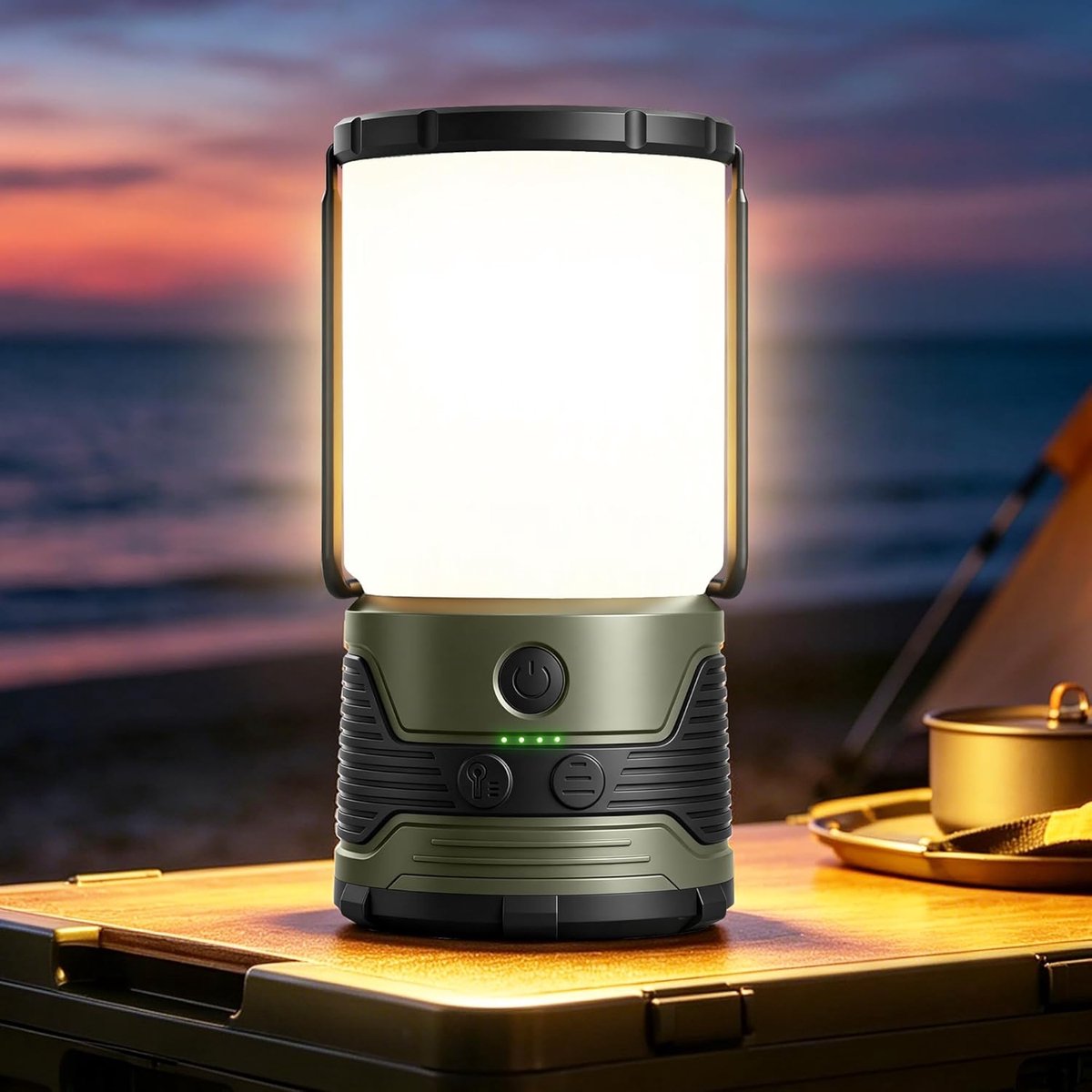Thijox - Draagbare Campinglamp 1200LM Oplaadbaar met 7 Lichtmodi, IP45 Buitenverlichting, 5000mAh USB C Power Bank voor Noodgevallen, Orkaan en Stroom