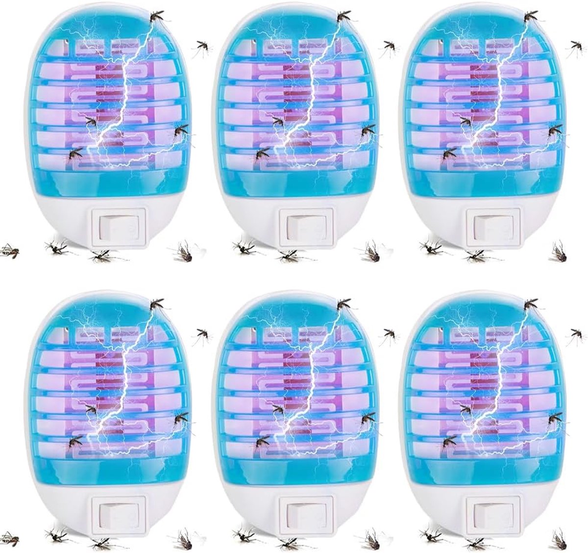Thijox - Elektrische Insectenverdelger, UV-Muggenlamp, Draagbare Vliegenval voor Binnen, 4 Stuks, Muggenstekker, Lichtblauw, Ideaal voor Slaapkamer, W