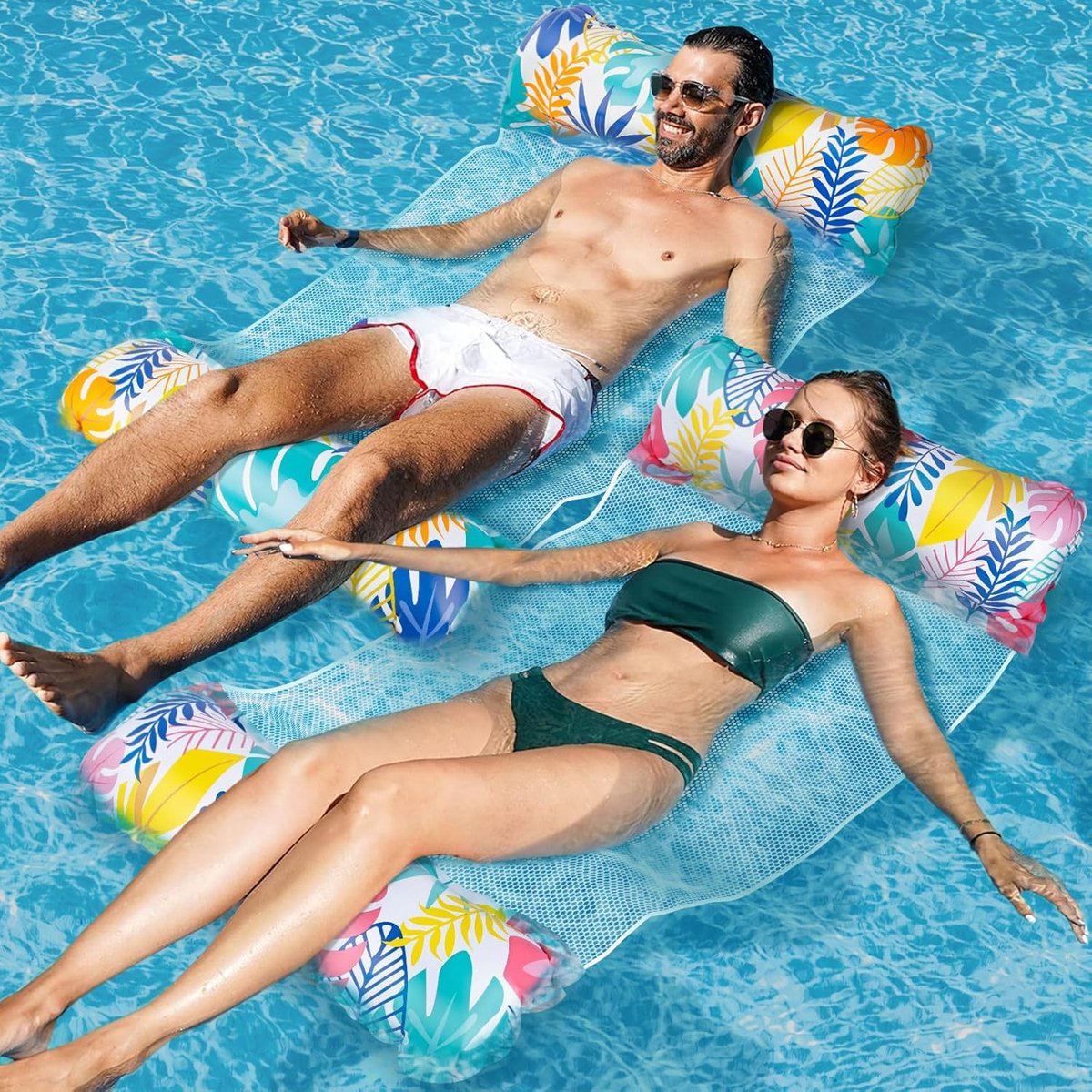 SnelShoppen - XL Luchtbed Voor Zwembad - 4-in-1 Water Hammock - Comfortabele Zwembad Accessoires - 2 Stuks - Ideaal Voor Tuin, Strand, Feestjes, Campi
