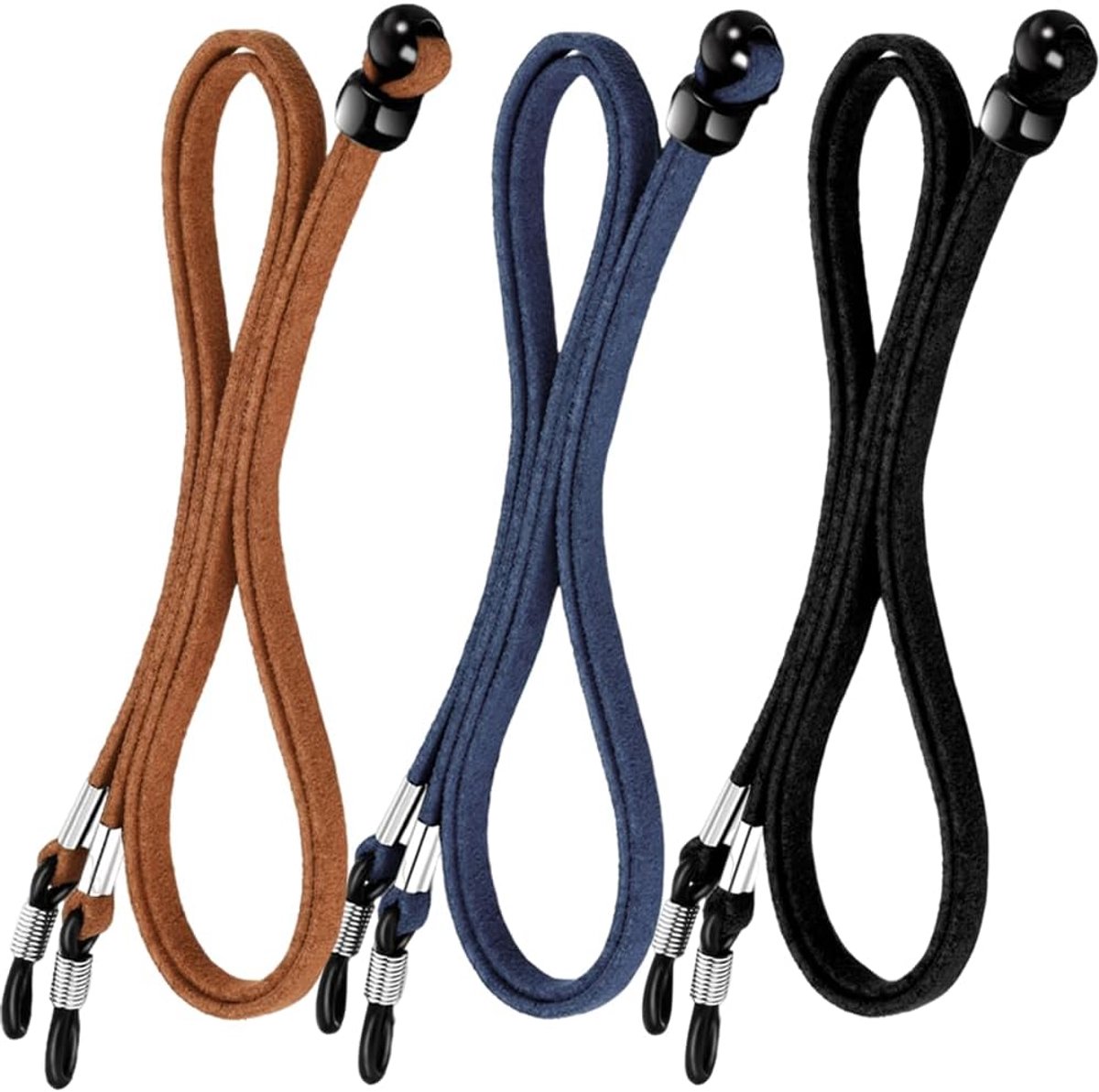 XFentech 3 Stuks Unisex Brillenkoord - Universele Lederen Lenzenvloeistof Ketting Lanyard Antislip Brilband - ShopVlot