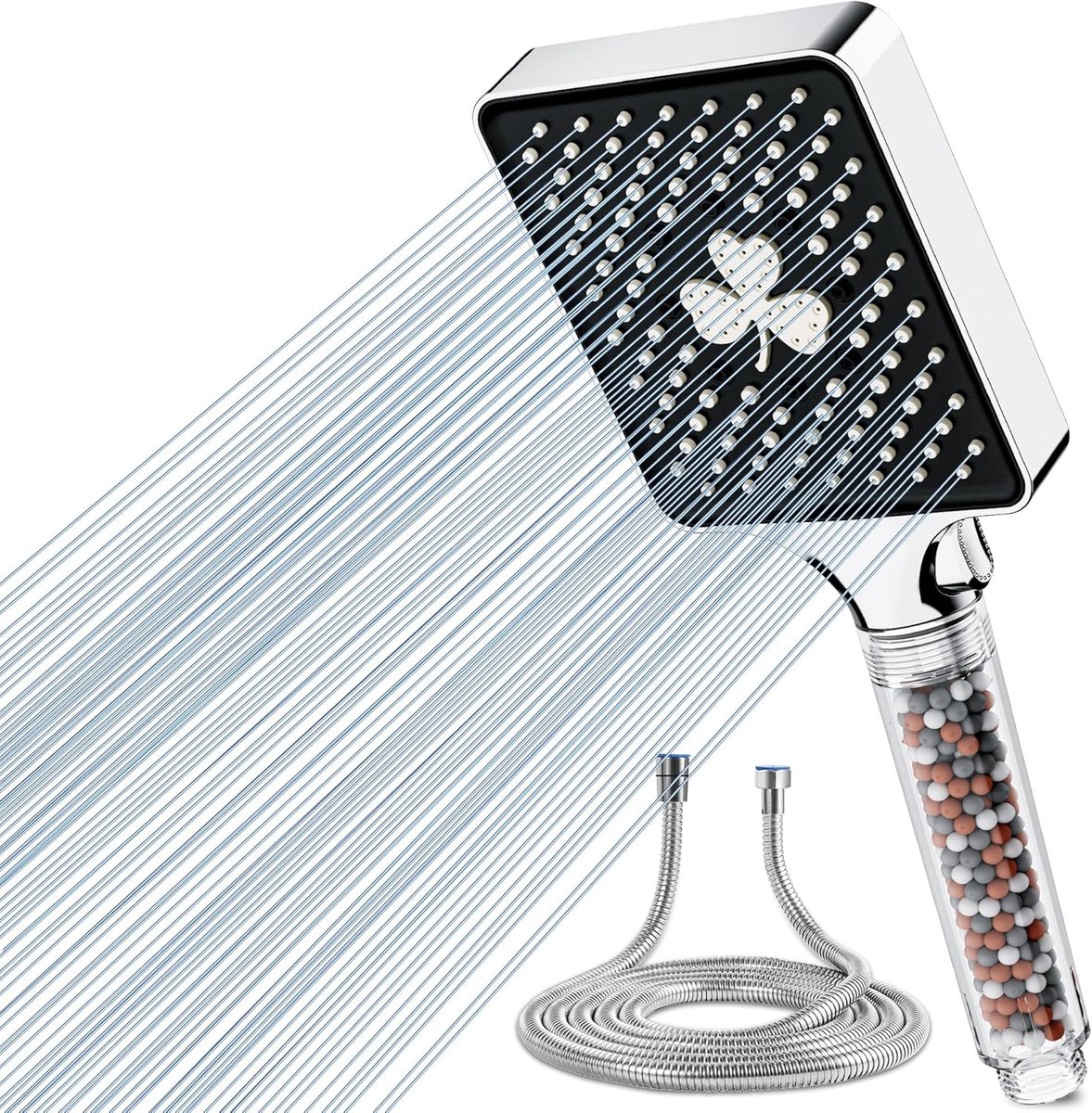 SnelShoppen - Magichome Douchekop met Slang, 6 Modi, Handdouche met Filter, Hogedruk Douchekop met 3-Laags Filtratie en Vervangende Filterparels, Idea