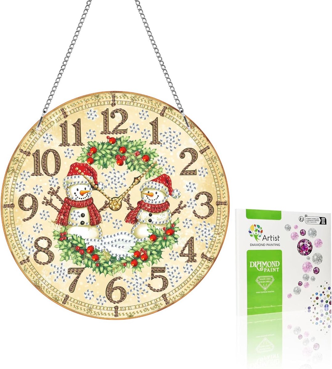 5D DIY Kerst Diamant Schilderen Hanger Kits met Ketting, Snowman Decoratie voor Deur, Raam en Tuin, Creatieve Home Decoratie